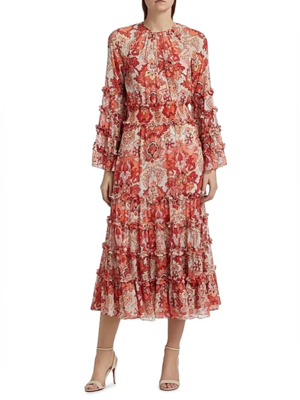 CINQ A SEPT Sunnina Damask Midi Dress 14 - Picture 2 of 15